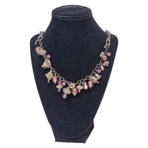 Chico’s Necklace Charms Beads Travel Chain Purple Silver